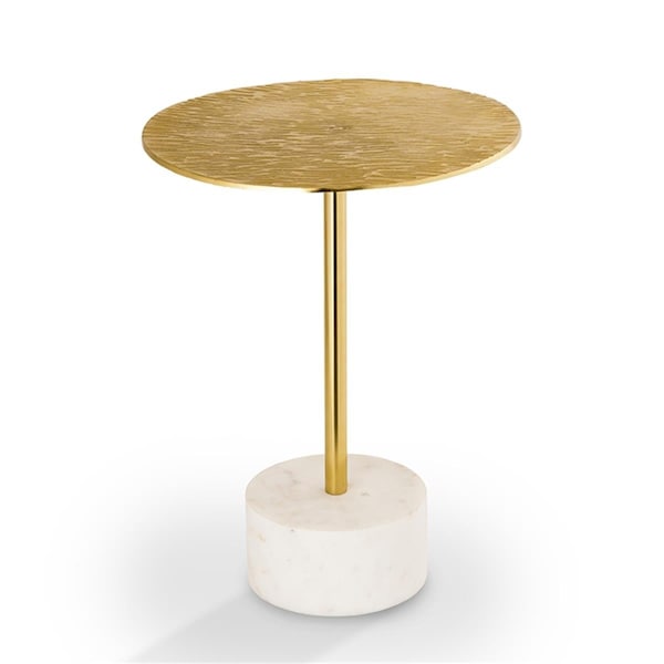 Fixturesfirst 20.50 x 16 x 16 in. Golden Finish End Table with Marble Base - FI2485324