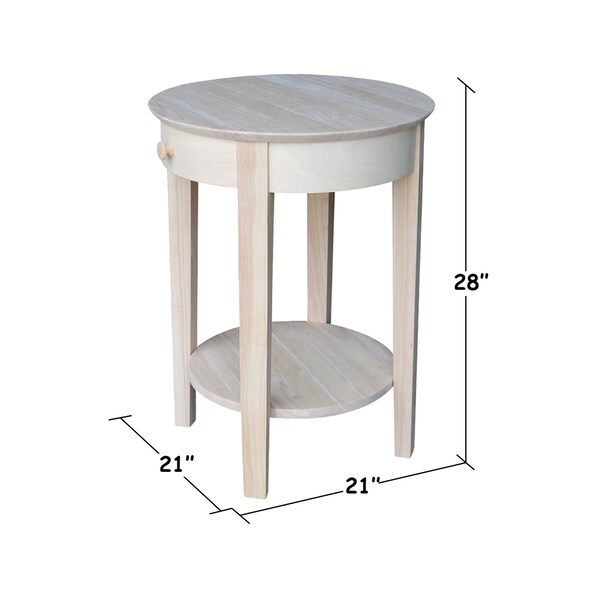 International Concepts Rectangle Phillips Accent Table Includes Drawer, 21 in W, 21 in L, 28 in H, Wood, Unfinished - OT-2128