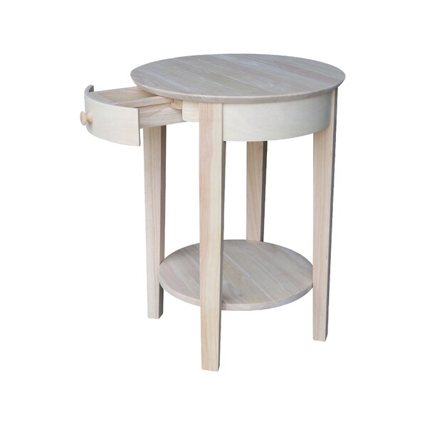 International Concepts Rectangle Phillips Accent Table Includes Drawer, 21 in W, 21 in L, 28 in H, Wood, Unfinished - OT-2128