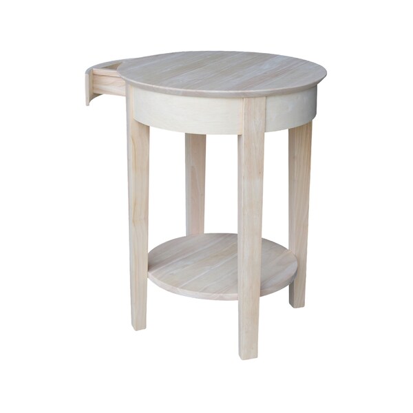 International Concepts Rectangle Phillips Accent Table Includes Drawer, 21 in W, 21 in L, 28 in H, Wood, Unfinished - OT-2128
