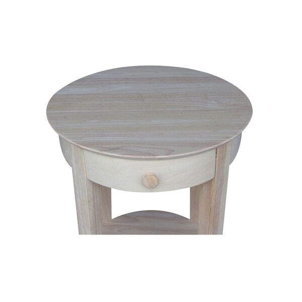 International Concepts Rectangle Phillips Accent Table Includes Drawer, 21 in W, 21 in L, 28 in H, Wood, Unfinished - OT-2128