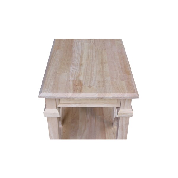 International Concepts Rectangle Josephine Solid Wood End Table with Shelf -, 18 in W, 24 in L, 24 in H, Wood, Unfinished - OT-19E
