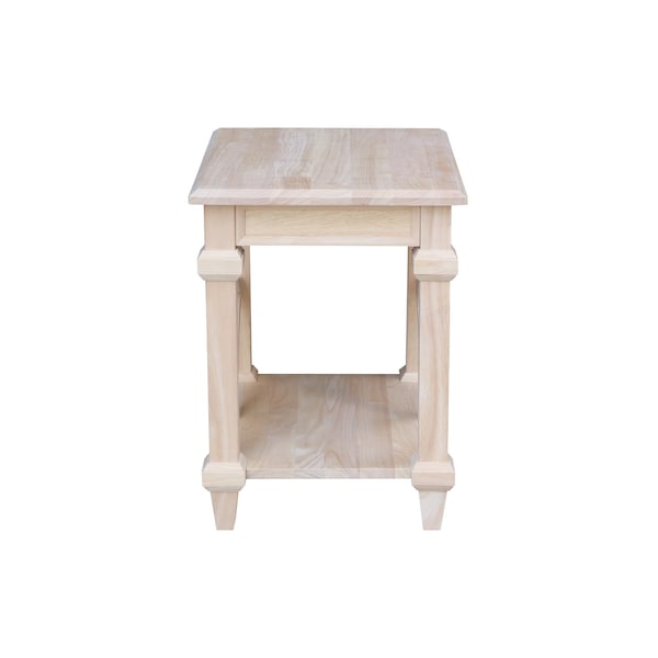 International Concepts Rectangle Josephine Solid Wood End Table with Shelf -, 18 in W, 24 in L, 24 in H, Wood, Unfinished - OT-19E
