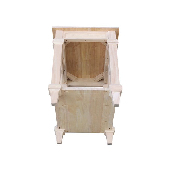 International Concepts Rectangle Josephine Solid Wood End Table with Shelf -, 18 in W, 24 in L, 24 in H, Wood, Unfinished - OT-19E