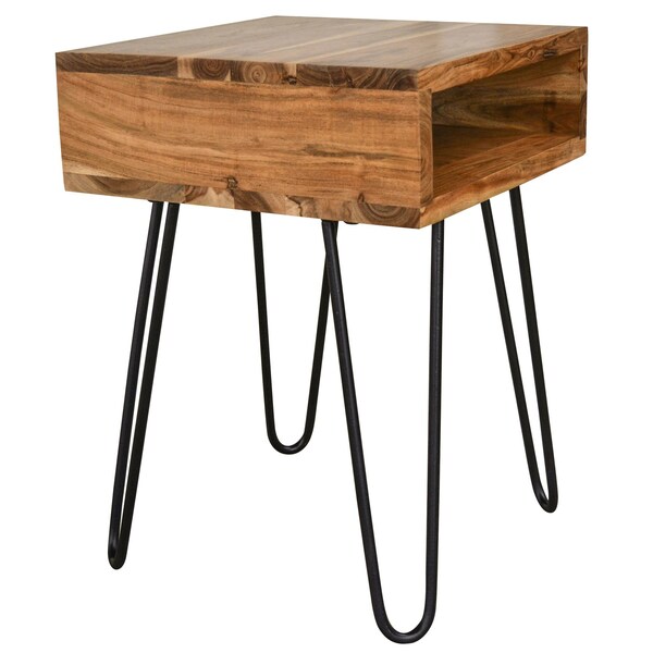 Amerihome Rectangle 16 in W, 16 in L, 22 in H, Acacia Wood, Brown - 27077088113