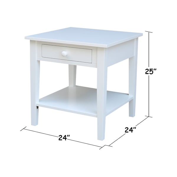 International Concepts Rectangle Spencer End Table, 24 in W, 24 in L, 25 in H, Wood, White - OT08-8E