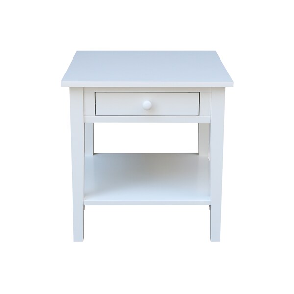 International Concepts Rectangle Spencer End Table, 24 in W, 24 in L, 25 in H, Wood, White - OT08-8E