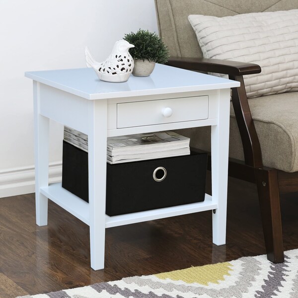 International Concepts Rectangle Spencer End Table, 24 in W, 24 in L, 25 in H, Wood, White - OT08-8E