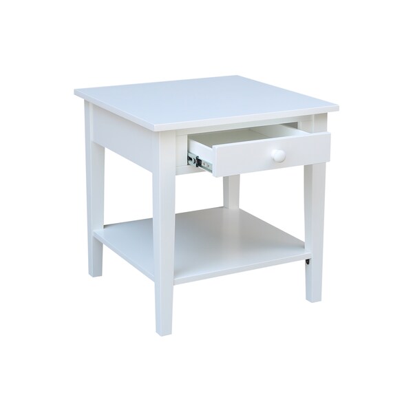 International Concepts Rectangle Spencer End Table, 24 in W, 24 in L, 25 in H, Wood, White - OT08-8E