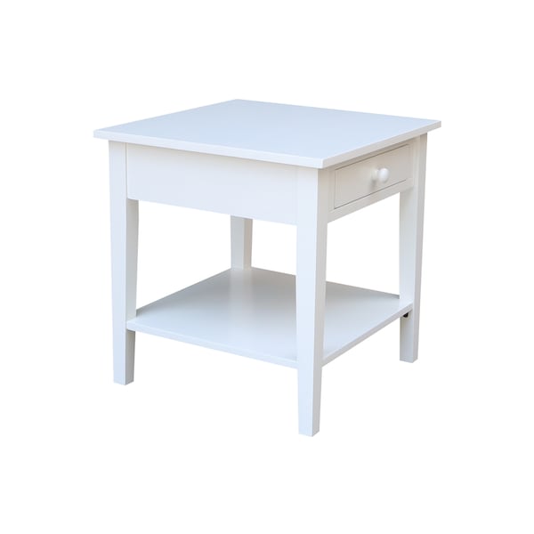 International Concepts Rectangle Spencer End Table, 24 in W, 24 in L, 25 in H, Wood, White - OT08-8E