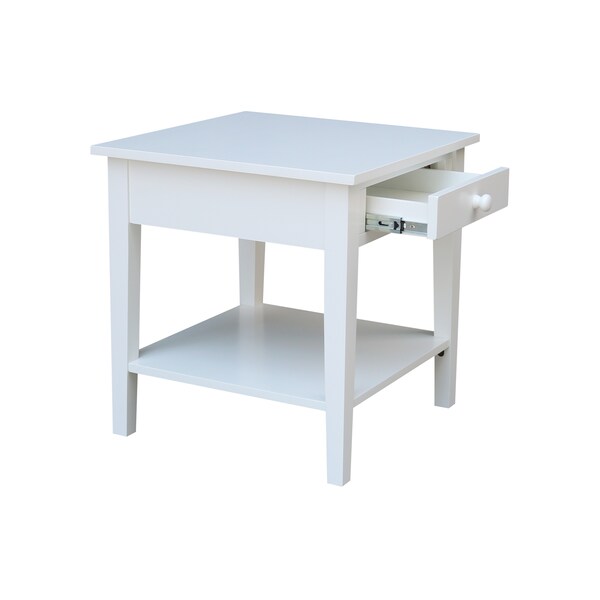 International Concepts Rectangle Spencer End Table, 24 in W, 24 in L, 25 in H, Wood, White - OT08-8E