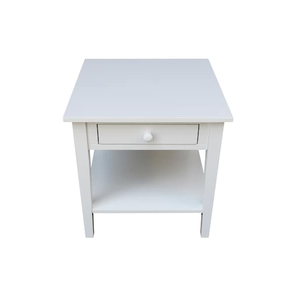 International Concepts Rectangle Spencer End Table, 24 in W, 24 in L, 25 in H, Wood, White - OT08-8E
