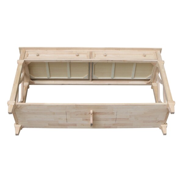 International Concepts Rectangle Josephine Solid Wood Console/Sofa Table with Shelf and 2 Drawers -, 64 in W, 18 in L - OT-19S