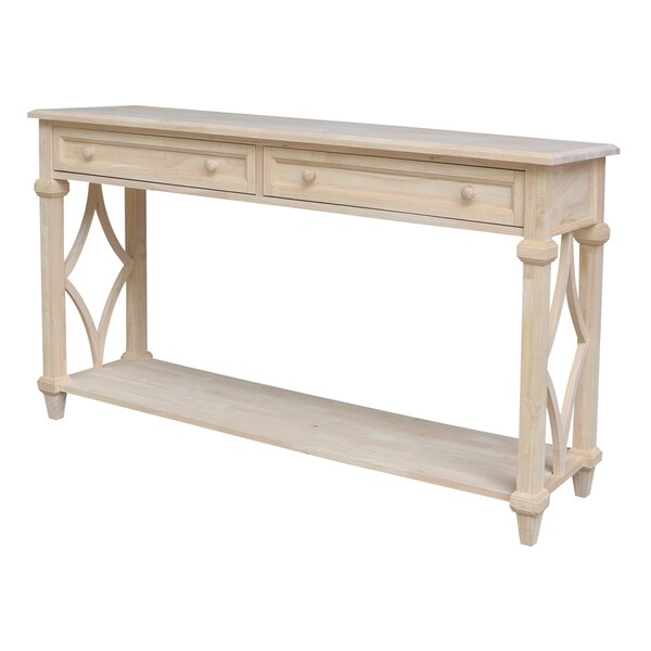 International Concepts Rectangle Josephine Solid Wood Console/Sofa Table with Shelf and 2 Drawers -, 64 in W, 18 in L - OT-19S