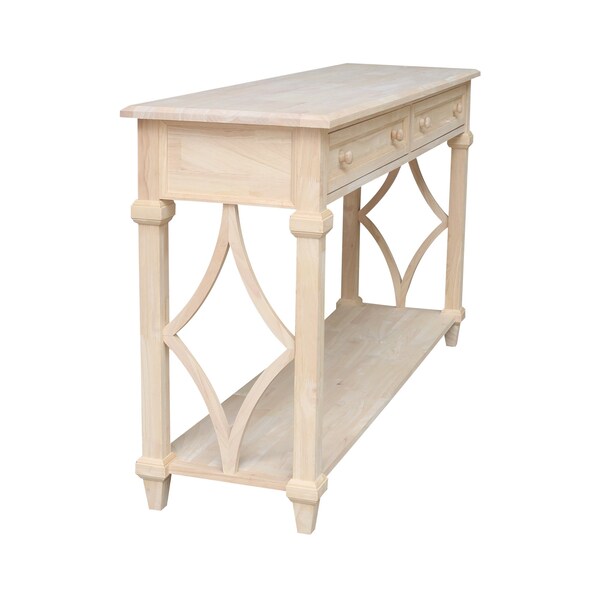 International Concepts Rectangle Josephine Solid Wood Console/Sofa Table with Shelf and 2 Drawers -, 64 in W, 18 in L - OT-19S