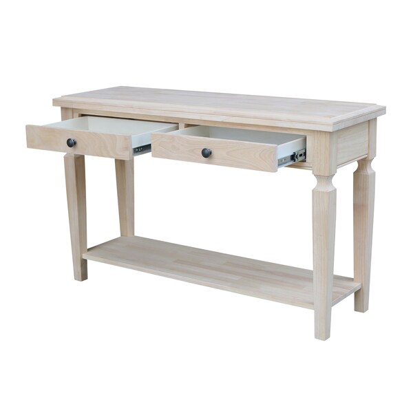 International Concepts Rectangle Vista Console/Sofa Table, 48 in W, 16 in L, 30 in H, Wood, Unfinished - OT-15S