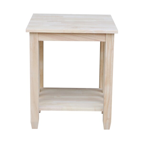 International Concepts Rectangle Mission Tall End Table, 21 in W, 21 in L, 25 in H, Wood, Unfinished - BJ6TE