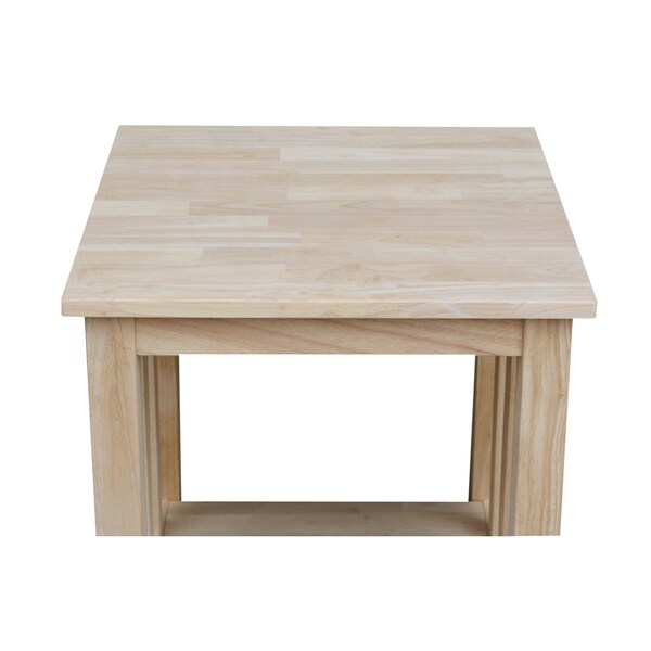 International Concepts Rectangle Mission Tall End Table, 21 in W, 21 in L, 25 in H, Wood, Unfinished - BJ6TE