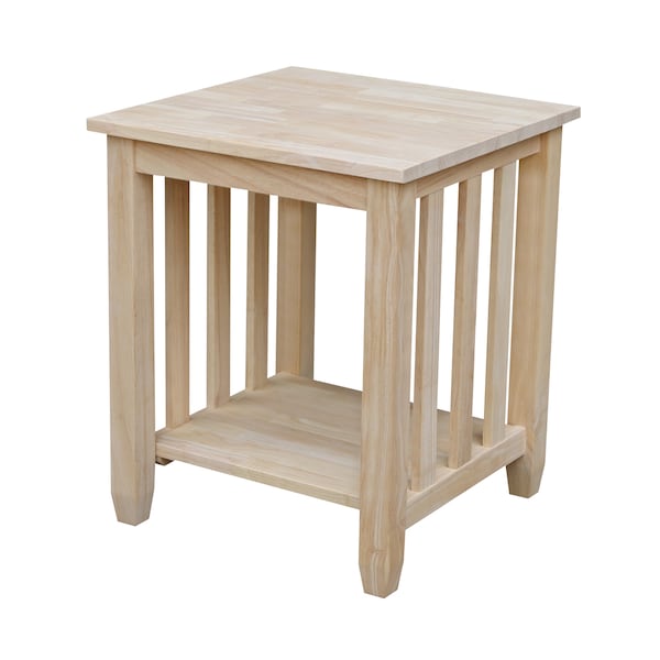 International Concepts Rectangle Mission Tall End Table, 21 in W, 21 in L, 25 in H, Wood, Unfinished - BJ6TE