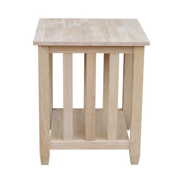 International Concepts Rectangle Mission Tall End Table, 21 in W, 21 in L, 25 in H, Wood, Unfinished - BJ6TE