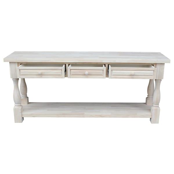 International Concepts Rectangle Tuscan Console Table, 70 in W, 17 in L, 30 in H, Wood, Unfinished - OT-17S