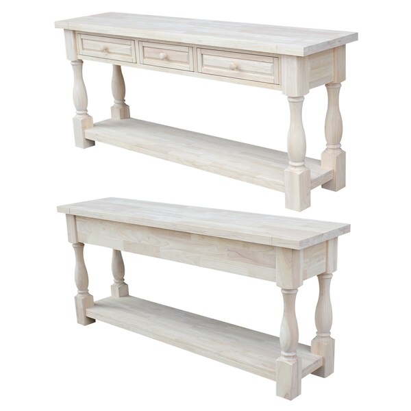 International Concepts Rectangle Tuscan Console Table, 70 in W, 17 in L, 30 in H, Wood, Unfinished - OT-17S