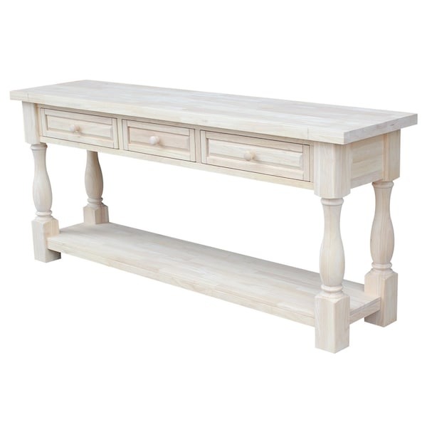 International Concepts Rectangle Tuscan Console Table, 70 in W, 17 in L, 30 in H, Wood, Unfinished - OT-17S