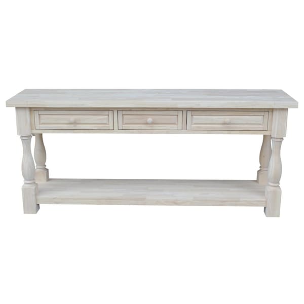International Concepts Rectangle Tuscan Console Table, 70 in W, 17 in L, 30 in H, Wood, Unfinished - OT-17S