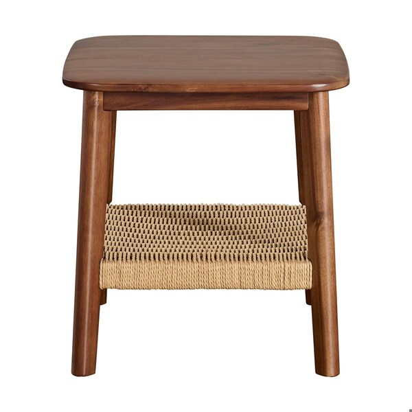 Alaterre Furniture Rectangle End Table, 20 in W, 20 in L, Solid Acacia, Warm Chestnut - ANCA0170