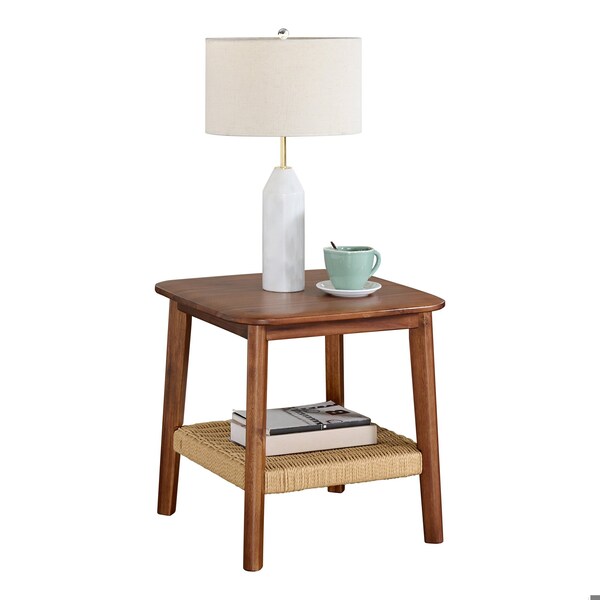 Alaterre Furniture Rectangle End Table, 20 in W, 20 in L, Solid Acacia, Warm Chestnut - ANCA0170
