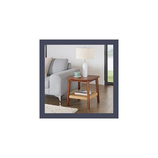 Alaterre Furniture Rectangle End Table, 20 in W, 20 in L, Solid Acacia, Warm Chestnut - ANCA0170