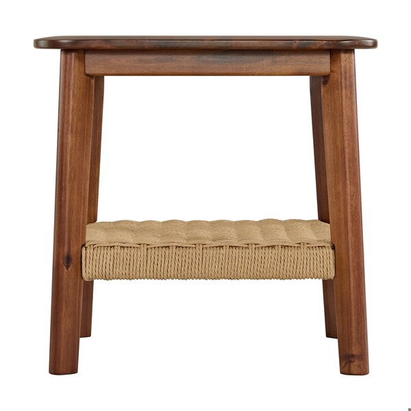 Alaterre Furniture Rectangle End Table, 20 in W, 20 in L, Solid Acacia, Warm Chestnut - ANCA0170