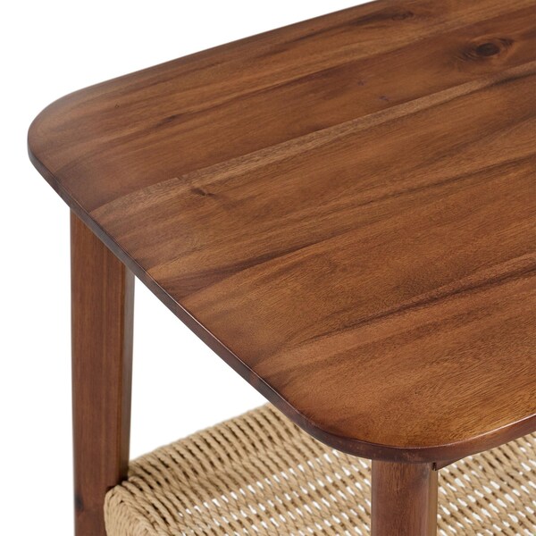 Alaterre Furniture Rectangle End Table, 20 in W, 20 in L, Solid Acacia, Warm Chestnut - ANCA0170