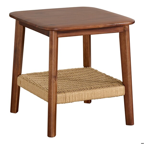 Alaterre Furniture Rectangle End Table, 20 in W, 20 in L, Solid Acacia, Warm Chestnut - ANCA0170