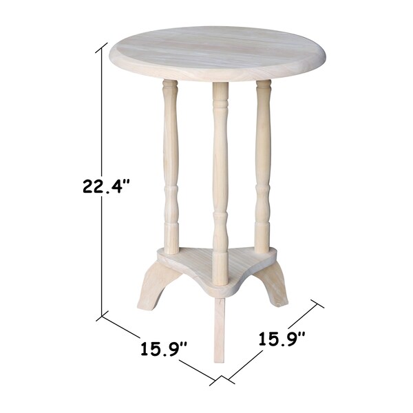 International Concepts Round Plant Table, 15.9 in W, 15.9 in L, 22.4 in H, Wood, Unfinished - OT-601
