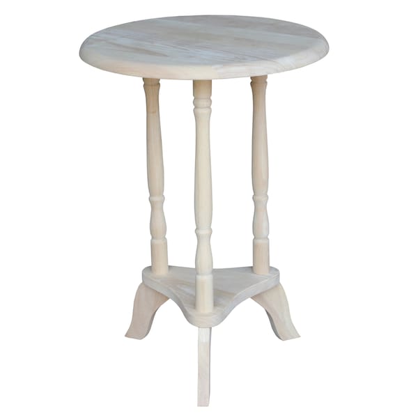 International Concepts Round Plant Table, 15.9 in W, 15.9 in L, 22.4 in H, Wood, Unfinished - OT-601