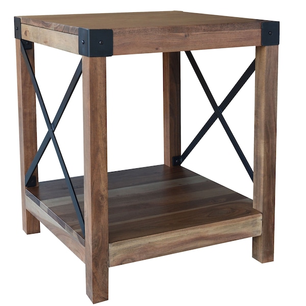 Amerihome Square 18 in W, 18 in L, 22 in H, Acacia Wood, Brown - 27077088083