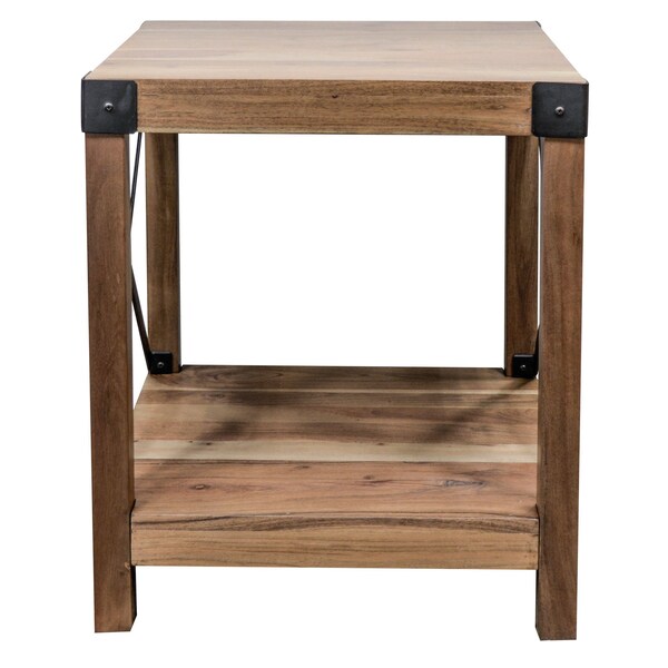 Amerihome Square 18 in W, 18 in L, 22 in H, Acacia Wood, Brown - 27077088083