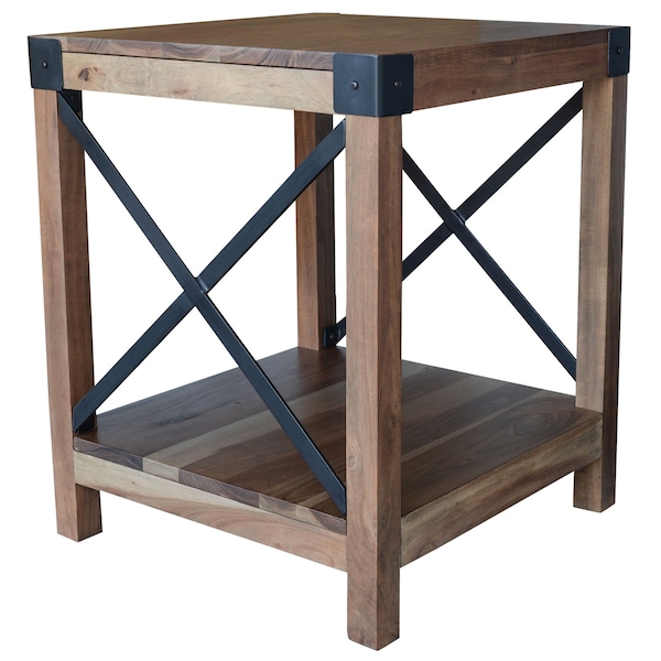Amerihome Square 18 in W, 18 in L, 22 in H, Acacia Wood, Brown - 27077088083