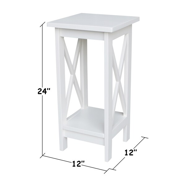 International Concepts Rectangle 24 in X-Sided Plant Stand Snow, 12 in W, 12 in L, 24 in H, Wood, White - OT08-3071X