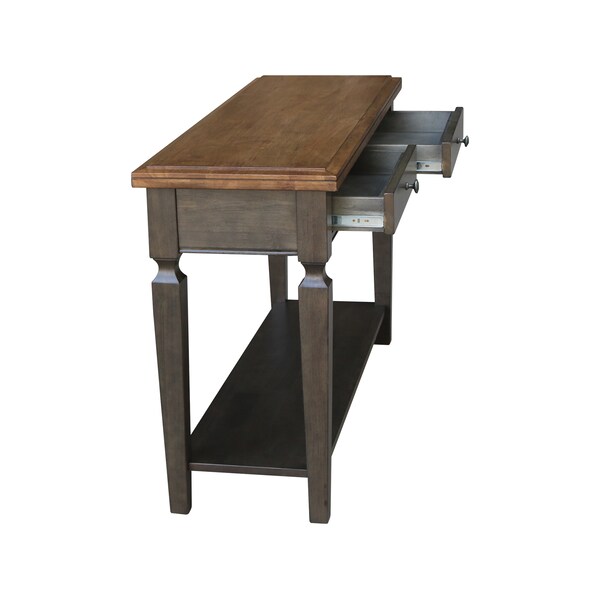 International Concepts Rectangle Vista Console/Sofa Table, 48 in W, 16 in L, 30 in H, Wood, Hickory/Washed Coal - OT45-15S