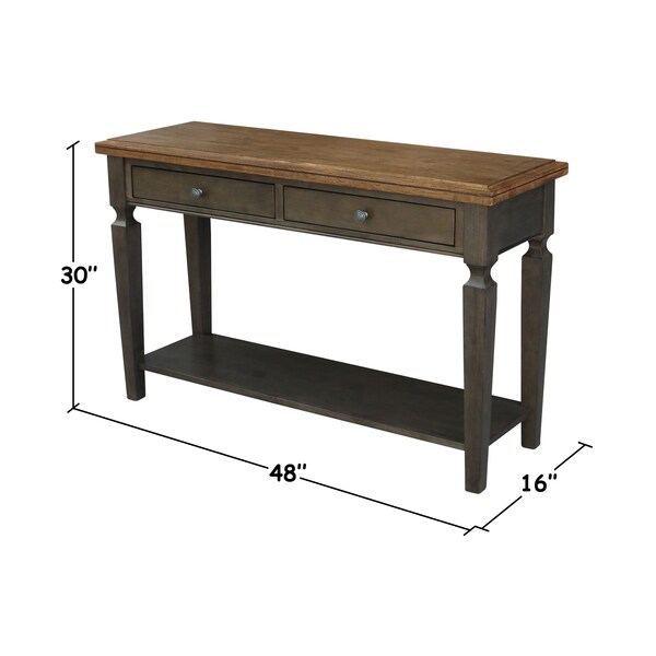 International Concepts Rectangle Vista Console/Sofa Table, 48 in W, 16 in L, 30 in H, Wood, Hickory/Washed Coal - OT45-15S