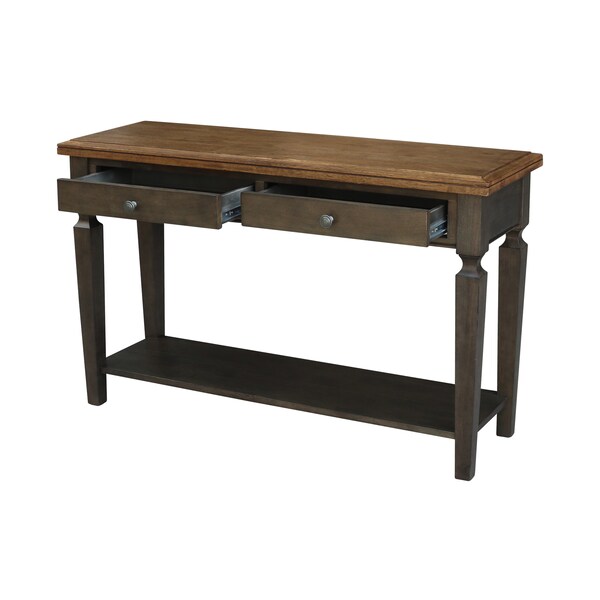 International Concepts Rectangle Vista Console/Sofa Table, 48 in W, 16 in L, 30 in H, Wood, Hickory/Washed Coal - OT45-15S