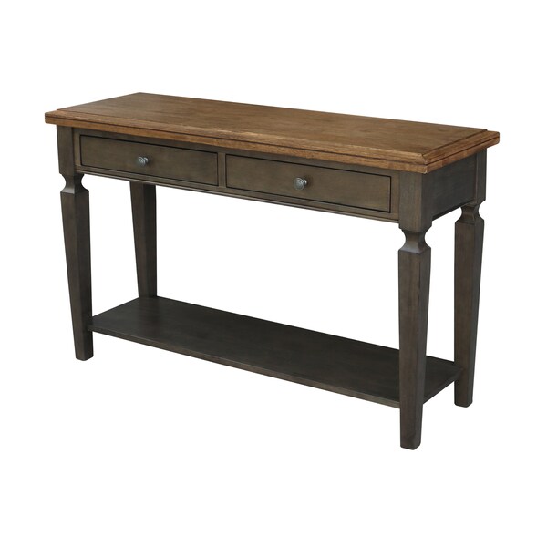 International Concepts Rectangle Vista Console/Sofa Table, 48 in W, 16 in L, 30 in H, Wood, Hickory/Washed Coal - OT45-15S