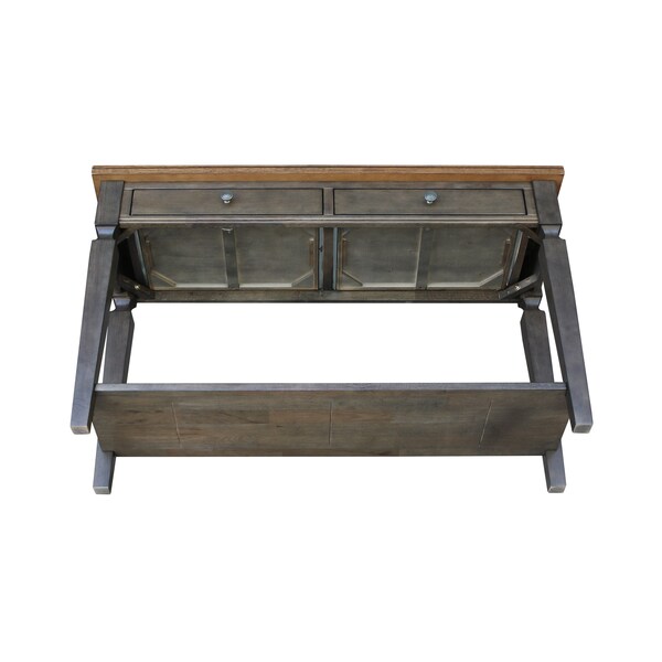 International Concepts Rectangle Vista Console/Sofa Table, 48 in W, 16 in L, 30 in H, Wood, Hickory/Washed Coal - OT45-15S