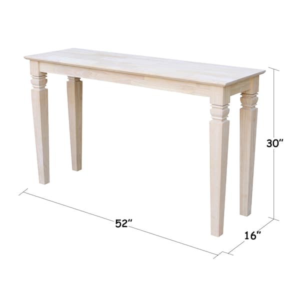 International Concepts Rectangle Java Console Table, 52 in W, 16 in L, 30 in H, Wood, Unfinished - OT-60S