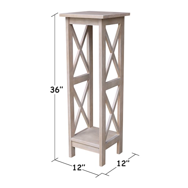 International Concepts Rectangle 36 in X-Sided Plant Stand, 12 in W, 12 in L, 36 in H, Wood, Washed Gray Taupe - OT09-3069X