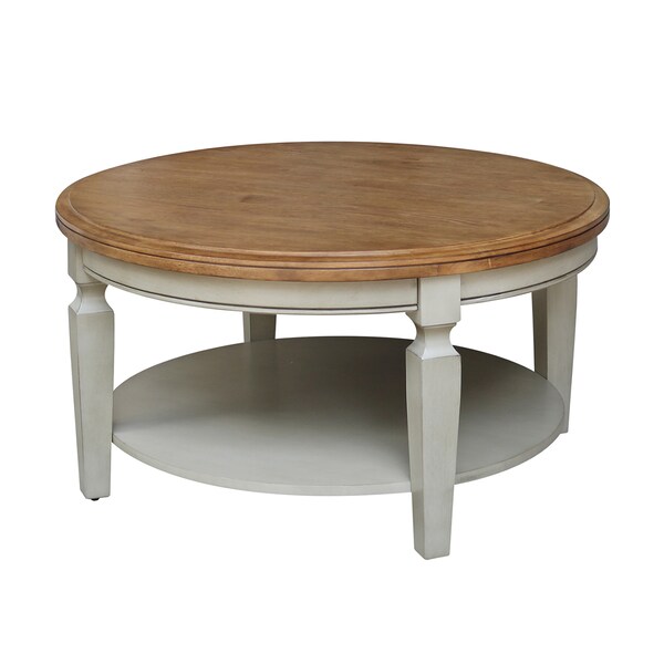 International Concepts Round Vista  Coffee Table Hickory Stone, 37.99 in W, 37.99 in L, 20.3 in H, Wood, Hickory/Stone - OT41-15CR