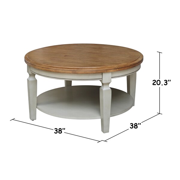 International Concepts Round Vista  Coffee Table Hickory Stone, 37.99 in W, 37.99 in L, 20.3 in H, Wood, Hickory/Stone - OT41-15CR