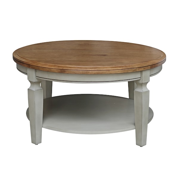 International Concepts Round Vista  Coffee Table Hickory Stone, 37.99 in W, 37.99 in L, 20.3 in H, Wood, Hickory/Stone - OT41-15CR